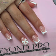 LuxeNail White French Press On Nails 3D Bowknot Full Cover Tips Durable 24Pcs DIY Manicure Set