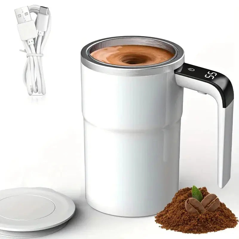380ml Electric Coffee Self Mixing Mug IP67 Waterproof USB Charging Digital Display Automatic Magnetic Stirring Cup