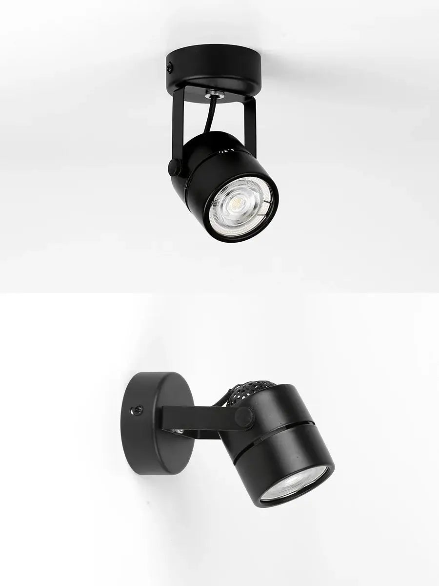 Simples Market black LED ceiling spot lamp with adjustable head; GU10 bulb, wall/ceiling mount