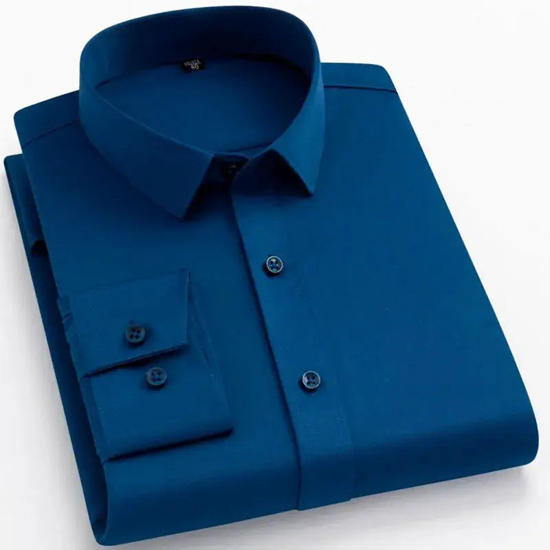 BAMBOOPLE purple slim-fit non-iron dress shirt for men, no pocket, by Simples Market