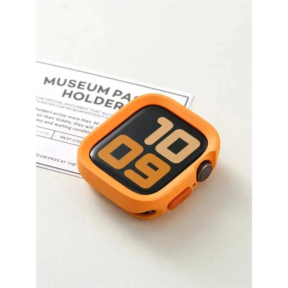 Simples Market orange silicone bumper case for Apple Watch, anti-drop protection.