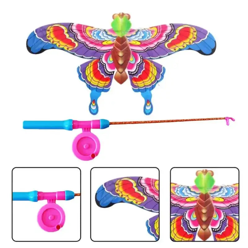 Cartoon Eagle Kids Foldable Mini Plastic Toy Outdoor Flying Kite For Fun And Active Play