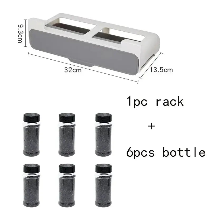 HomeEase Under Shelf Spice Organizer Self Adhesive Wall Mounted Rack With Pull Out Compartments