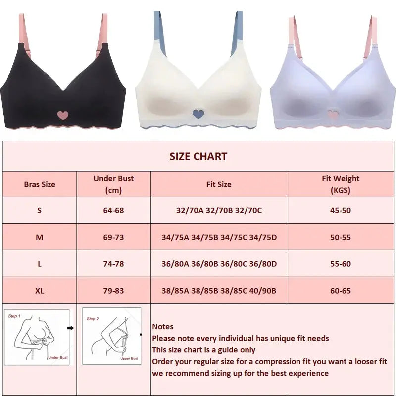 Three seamless underwire bras by Simples Market with adjustable straps in black, cream, and lavender.