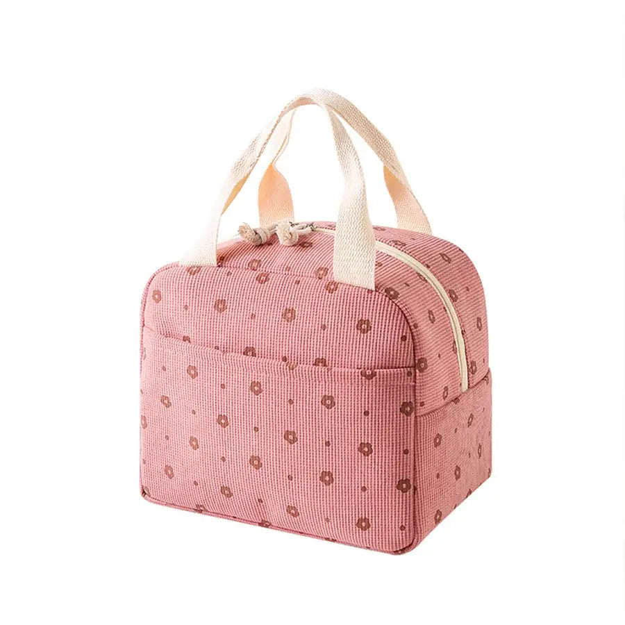FloralPulse Printed Floral Insulated Lunch Bag With Waterproof Portable Thermal Cooler For Office Or Camping