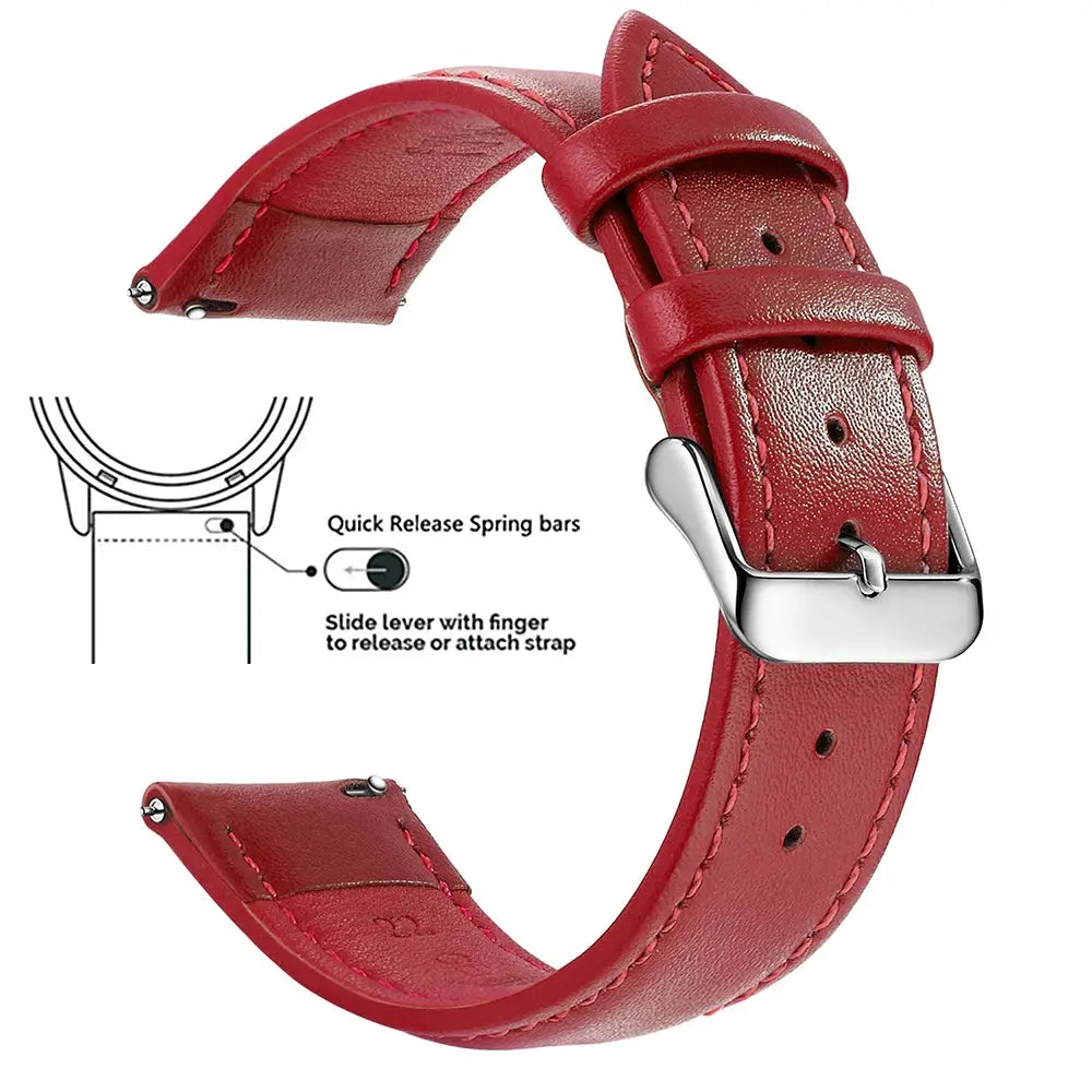 Timely Top Grain Genuine Leather Watch Band Quick Release For Easy Swaps Fits 12 To 24 Mm
