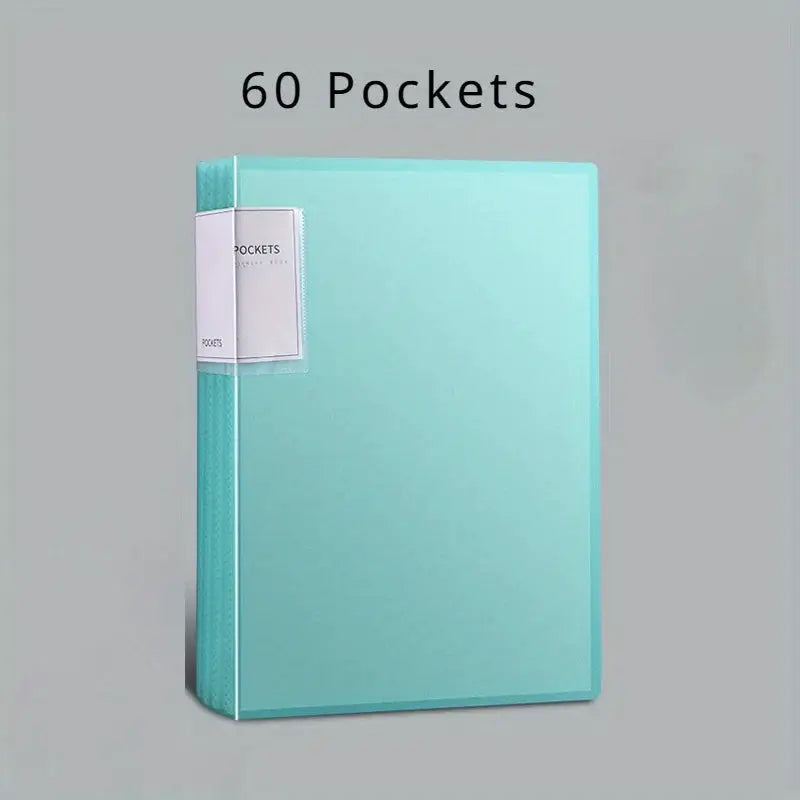 Data Book A4 turquoise transparent insert folder with 60 pockets for multi-layer storage