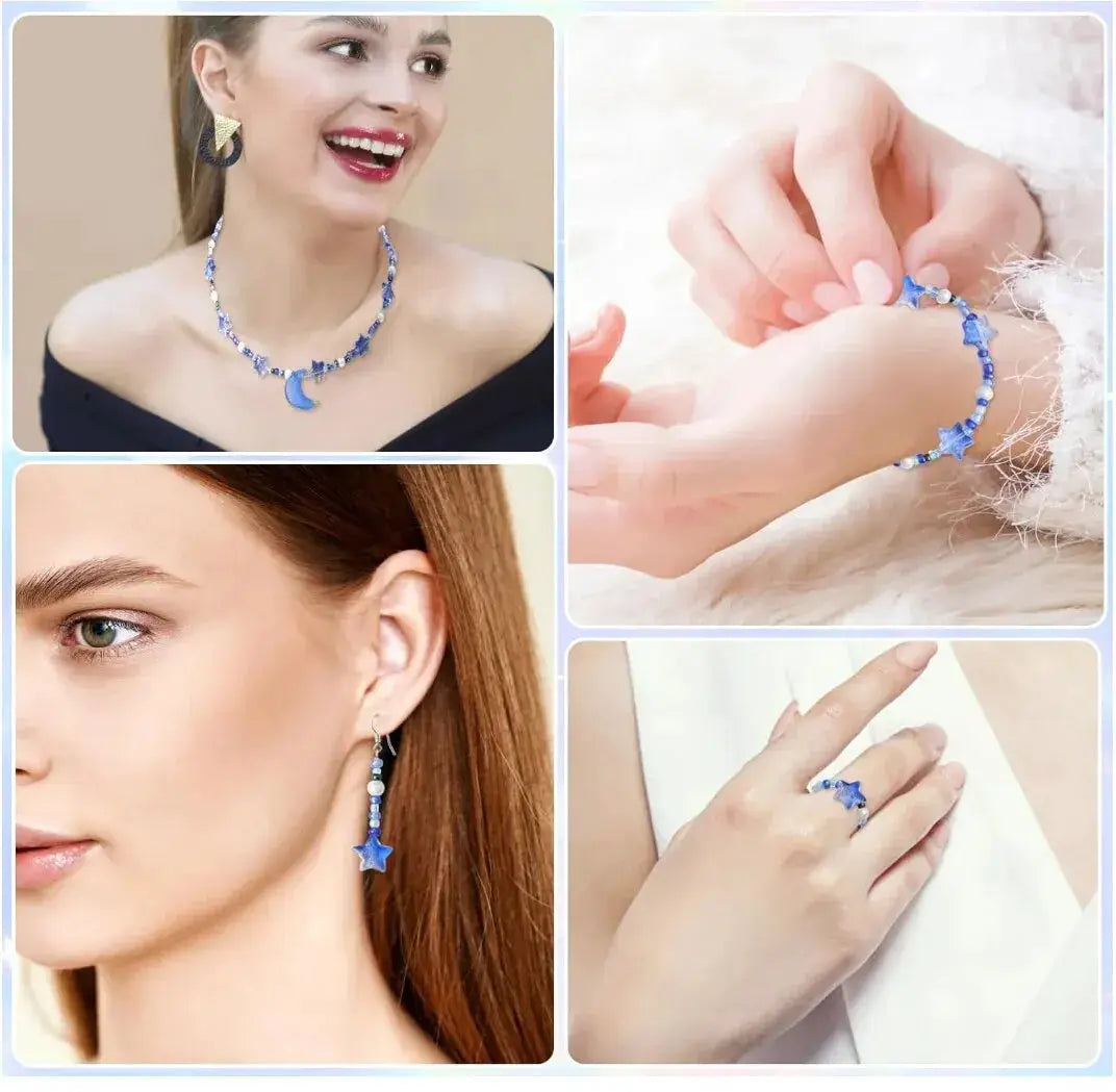 Moon Star Collision Gradient Mixed Pendants Porcelain White AB Crystal Glass Beads For DIY Bracelets And Necklaces