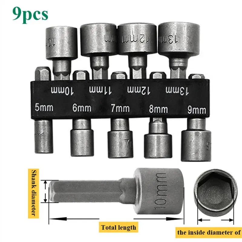 Slade 9 14 23 Piece Hex Socket Sleeve Nut Driver Set 5mm To 13mm Chromium Vanadium Steel