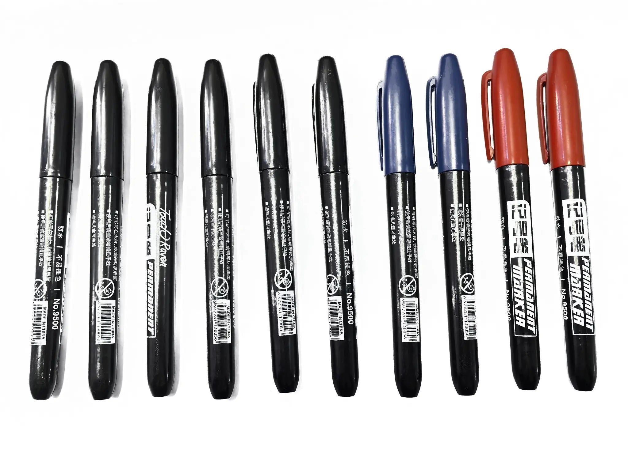 GraphixPro 6Pcs Permanent Marker Pens Set Black Blue Red Waterproof Ink Fine Tips For Manga Drawing