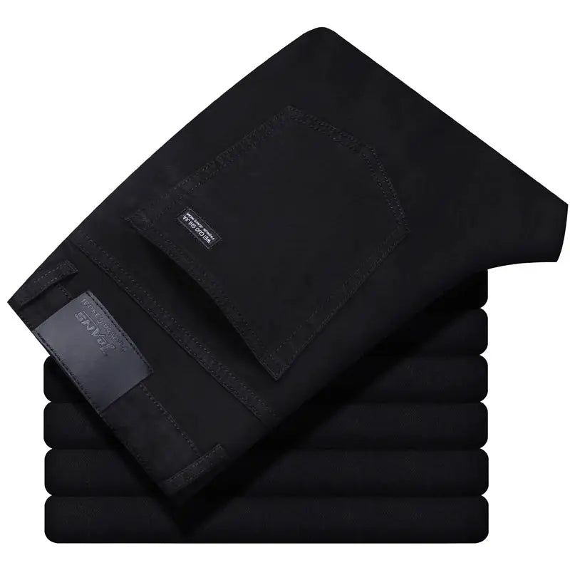 Men black denim jeans from Simples Market with stretch, slim straight fit