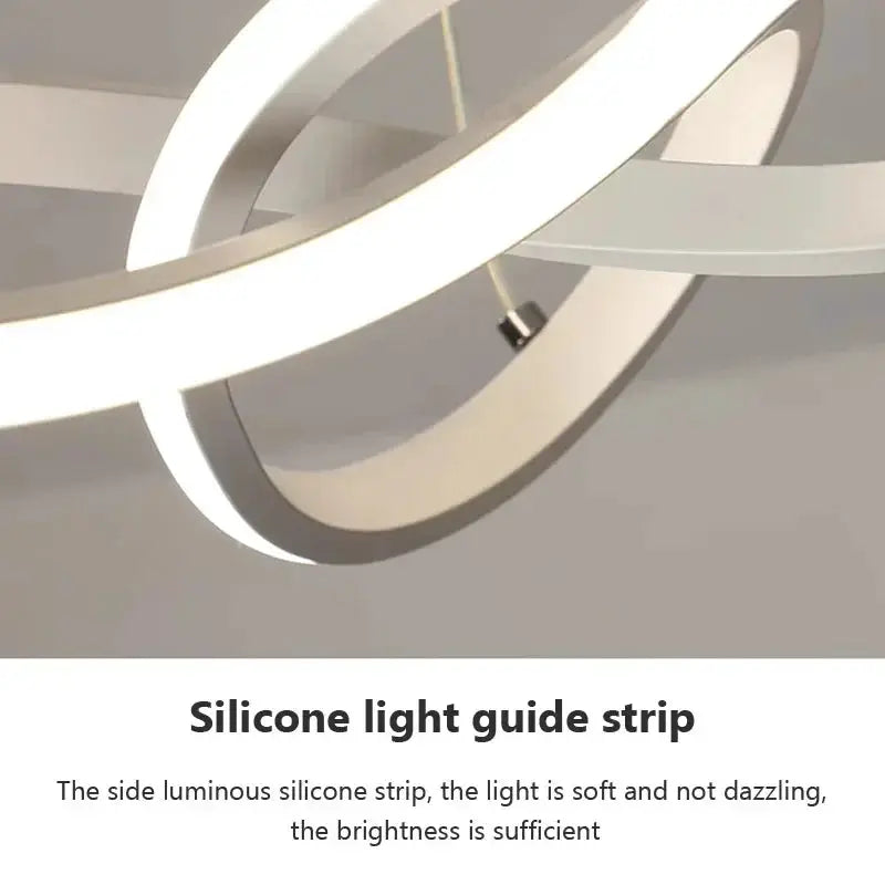 Nordic LED ceiling pendant lamp with circular white rings and silicone light guide strips by Simples Market