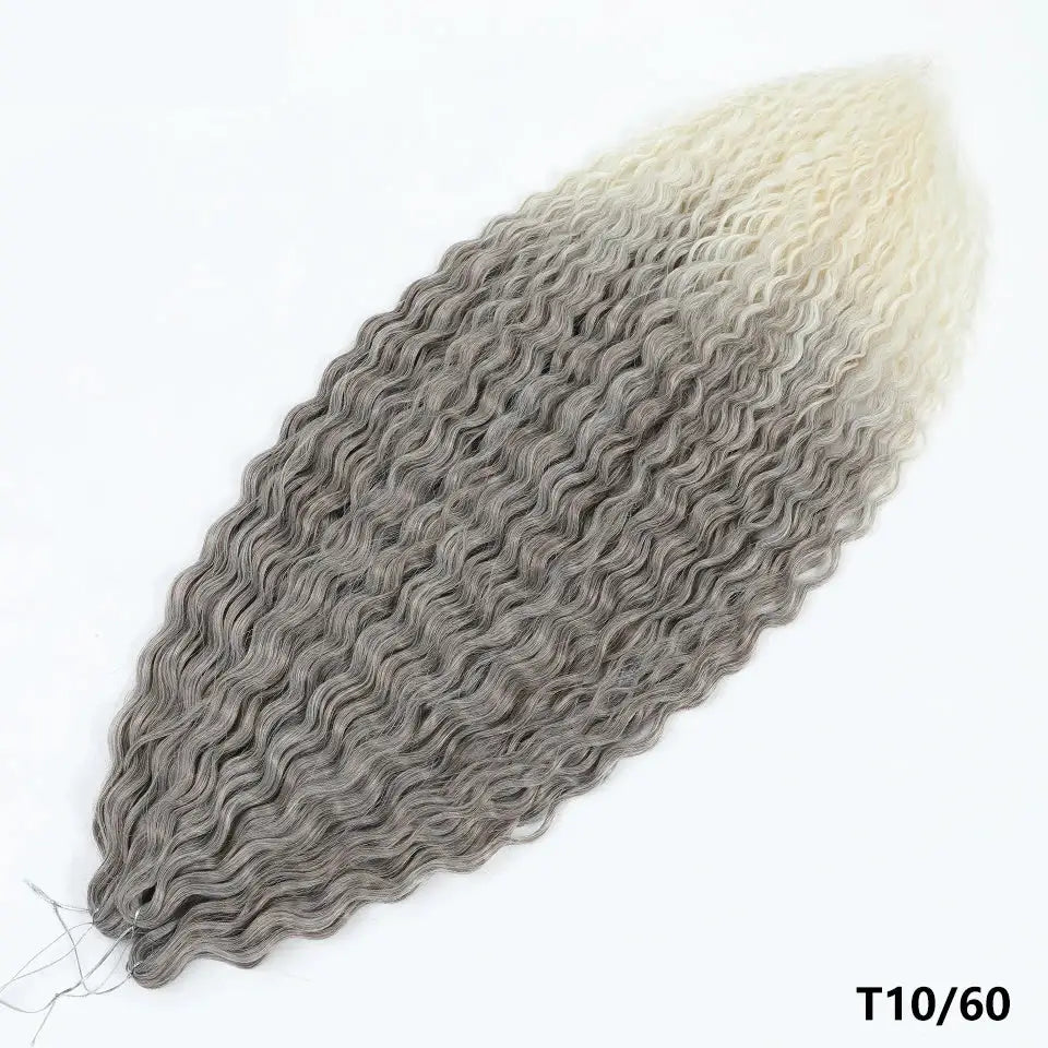 Simples Market Ariel Curls crochet hair, water-wave twist, ombre gray-to-blonde synthetic braiding extensions T10/60