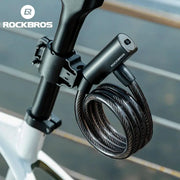 ROCKBROS bicycle lock with coiled steel cable and keys, zinc alloy, portable anti-theft lock.