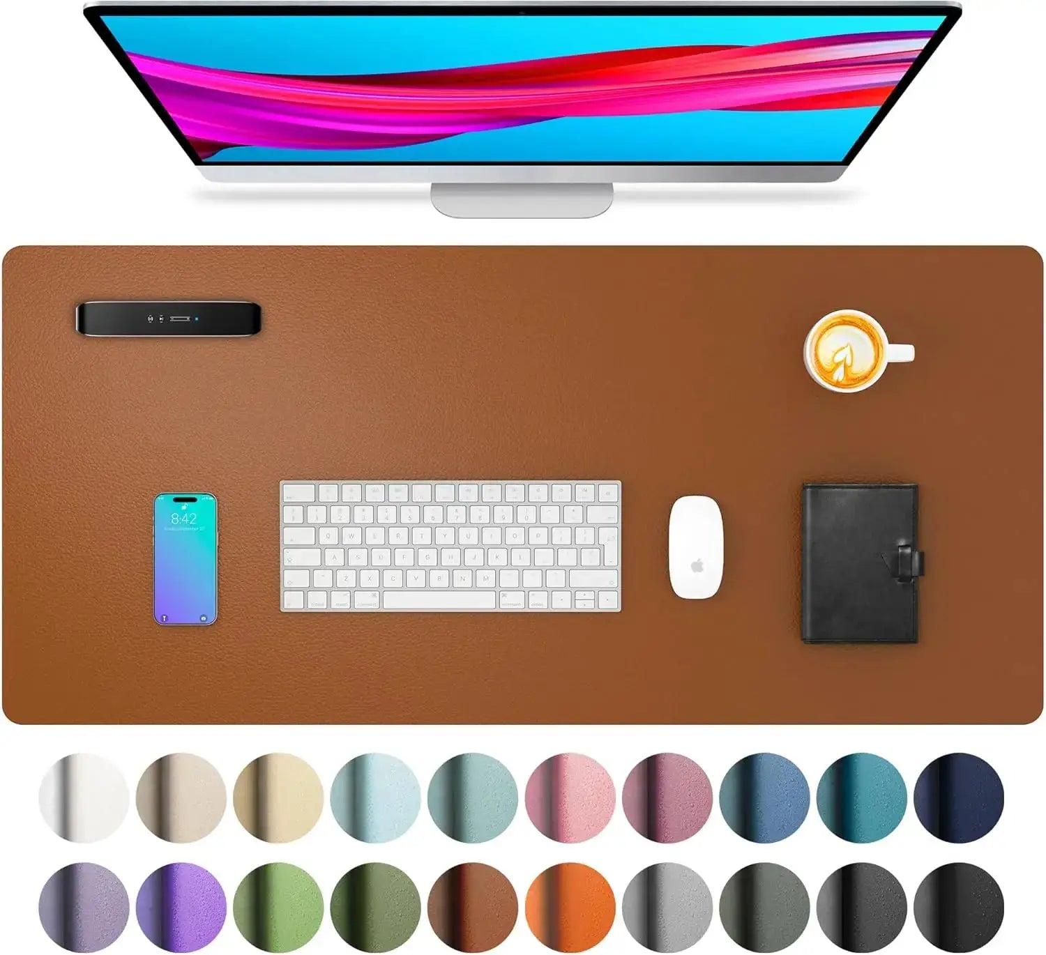 Large Waterproof PU Leather Desk Mat And Mouse Pad For Home Office Gaming Desk Pad With Non Slip Backing