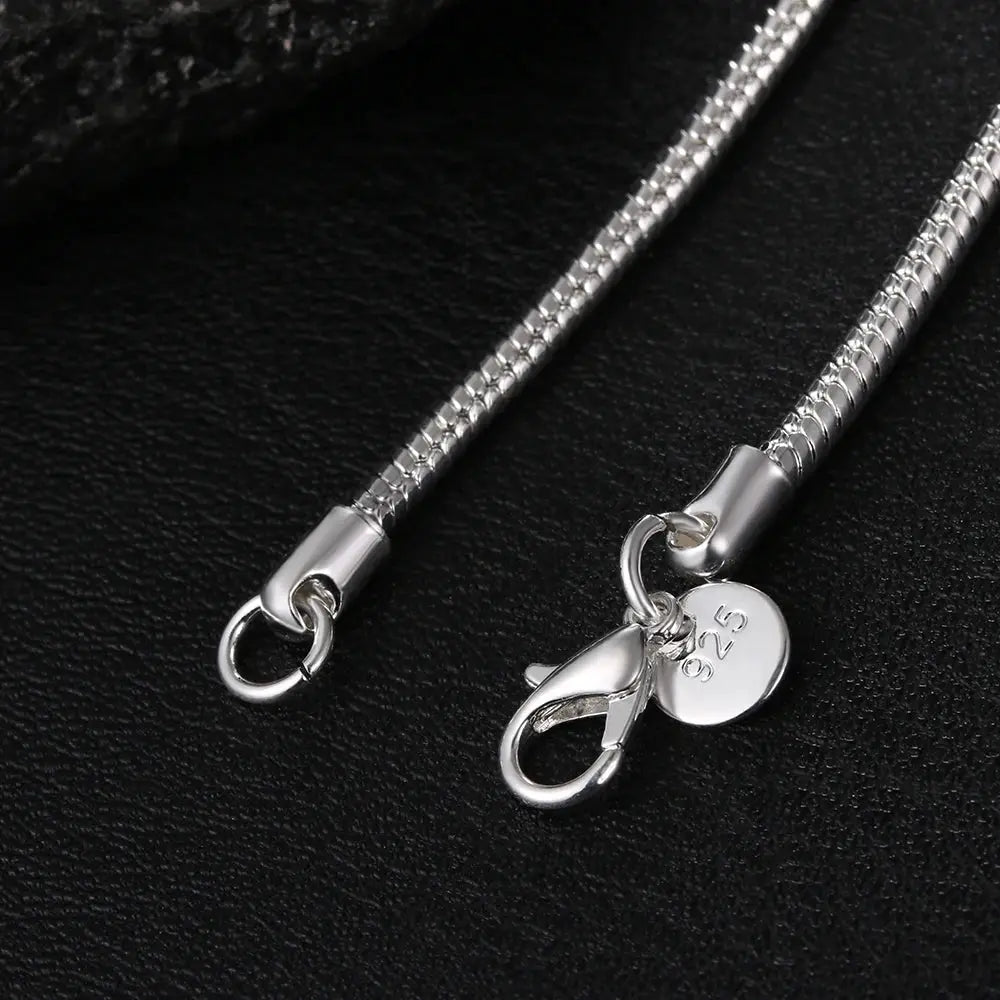 925 Sterling Silver Snake Chain Necklace Solid 1mm 2mm 3mm Unisex For Men Women Pendant Free Shipping 40 To 75 cm