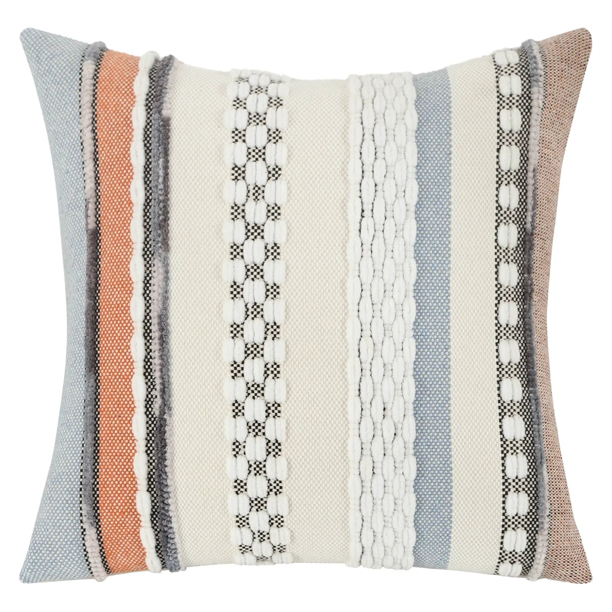 Simples Market 1pc boho striped 18x18 pillow cover in decorative chenille, multicolor square cushion.