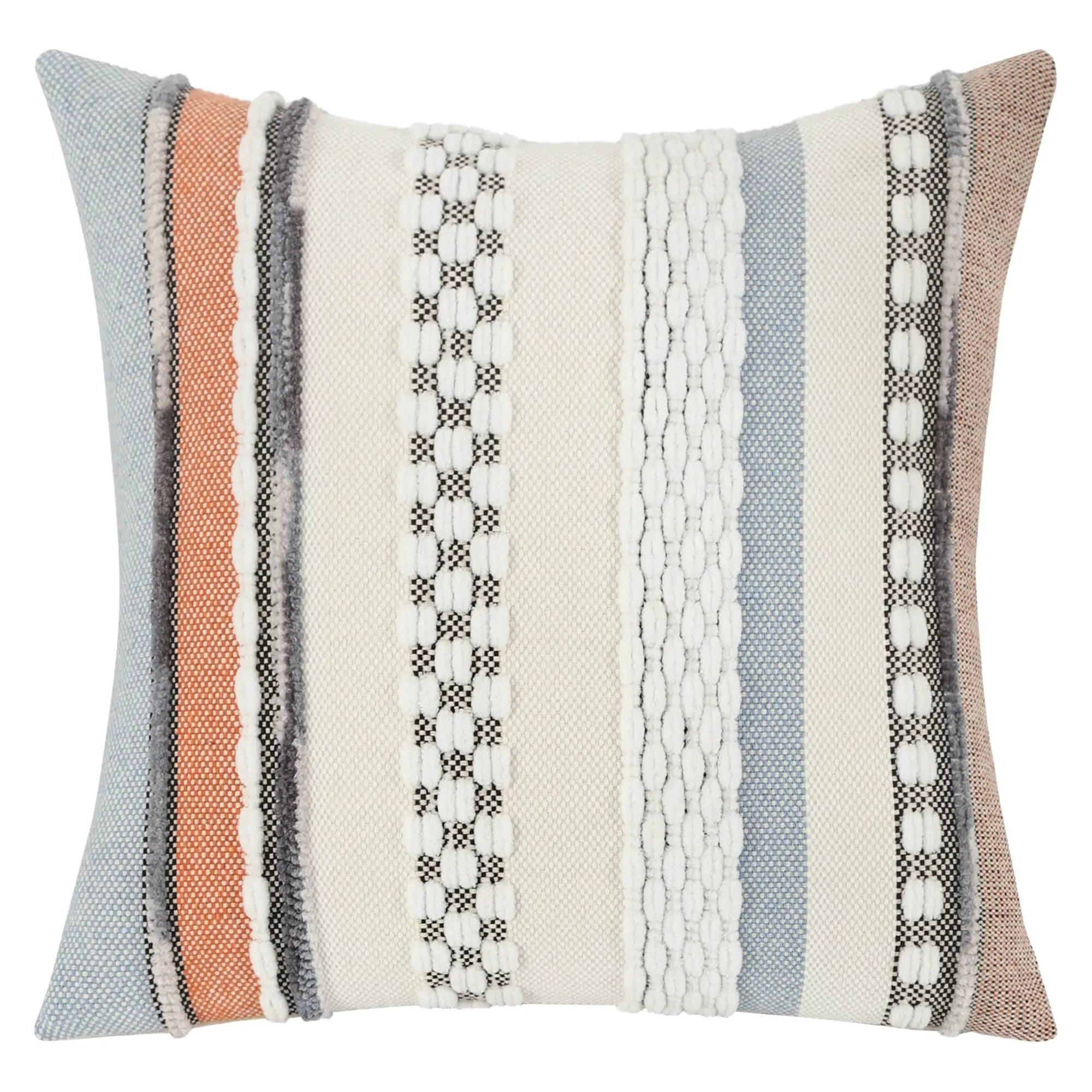 Simples Market 1pc boho striped 18x18 pillow cover in decorative chenille, multicolor square cushion.