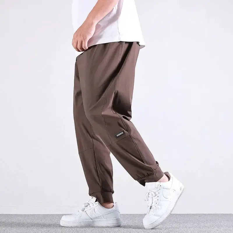 Men's 10XL Simples Market casual jogger pants, brown, elastic waist, quick-dry fabric