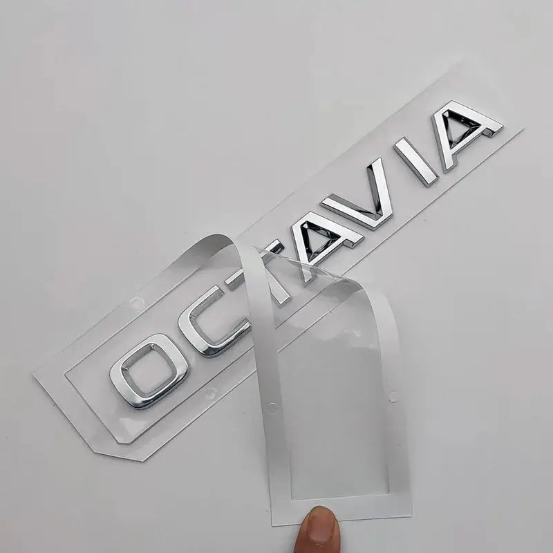Octavia chrome 3D rear badge letters set for car trunk, 7-letter emblem