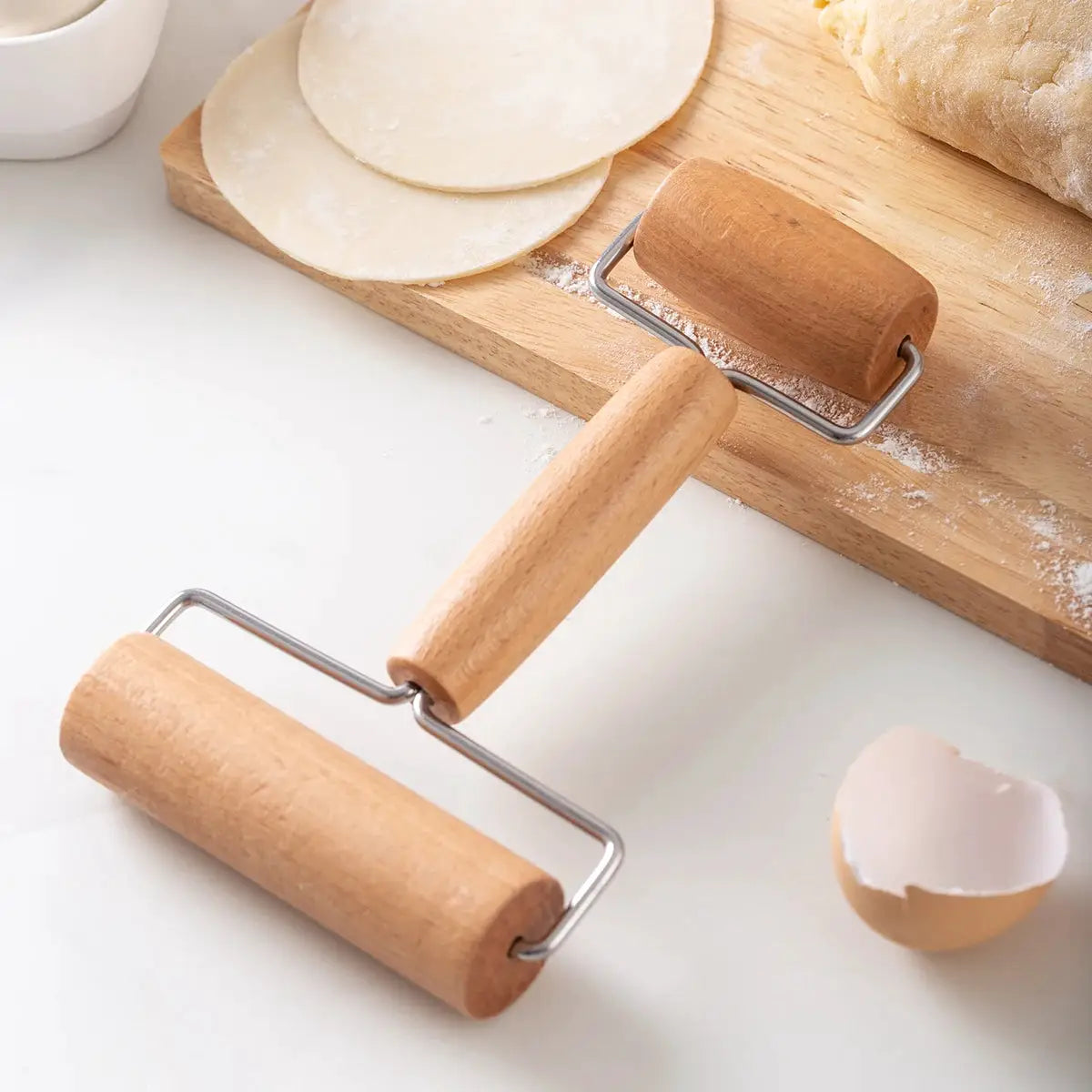 MapleWood Co Double Ended Rolling Pin Solid Maple Wood Labor Saving Roller Style Dough Roller For Effortless Rolling