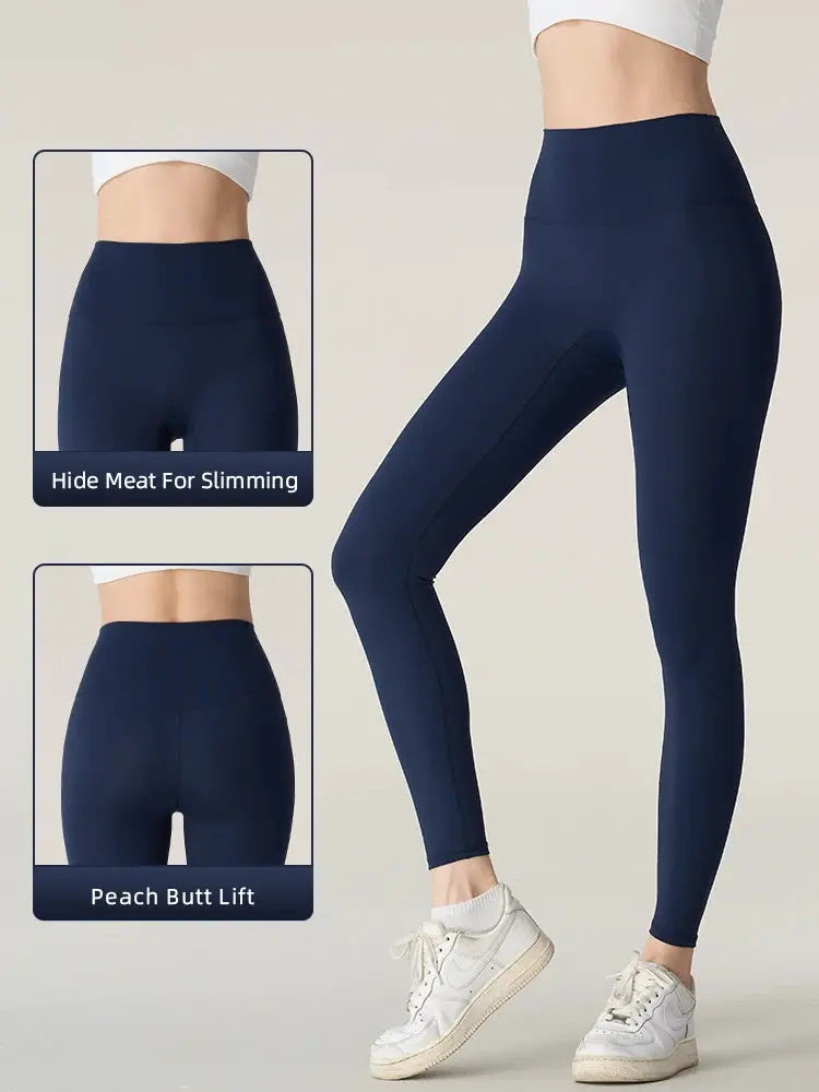 Yoga leggings navy, high-waisted hip-lift design for workouts