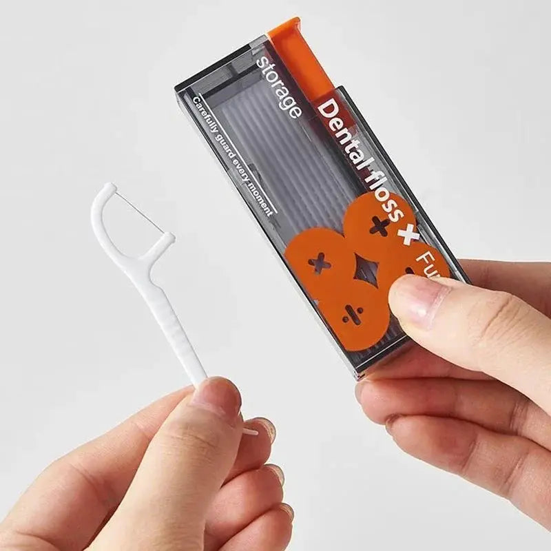 Portable Floss Dispenser With 10 Pieces Floss Automatic Ejectable Organizer For Oral Care And Disposable Flossing Sticks