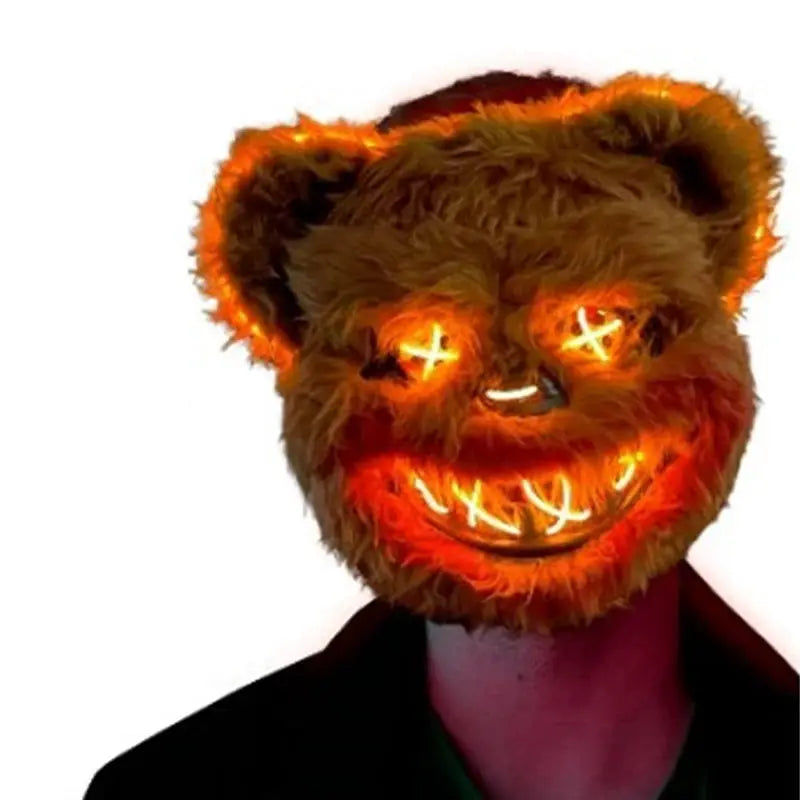 LED Light Halloween Cosplay Full Face Mask Horror Cartoon Rabbit Bear