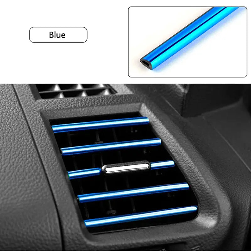 Car A/C vent decorative strips, 10-pack blue, U-shaped, Simples Market