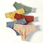 Simples Market ribbed thong underwear set, six colors, high-rise G-string panties for women