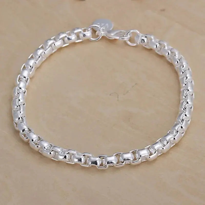 925 Sterling Silver Fine Chain Bracelet For Women And Men With Charms Wedding Gift Fashion Jewelry