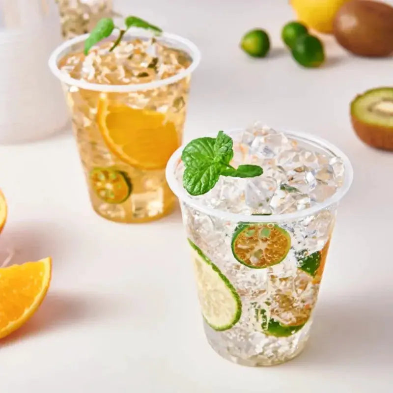 BrightCup Disposable Clear Plastic Cups 50 or 100 Pack Hygienic Outdoor Party Drinking Cups for Picnics and Events