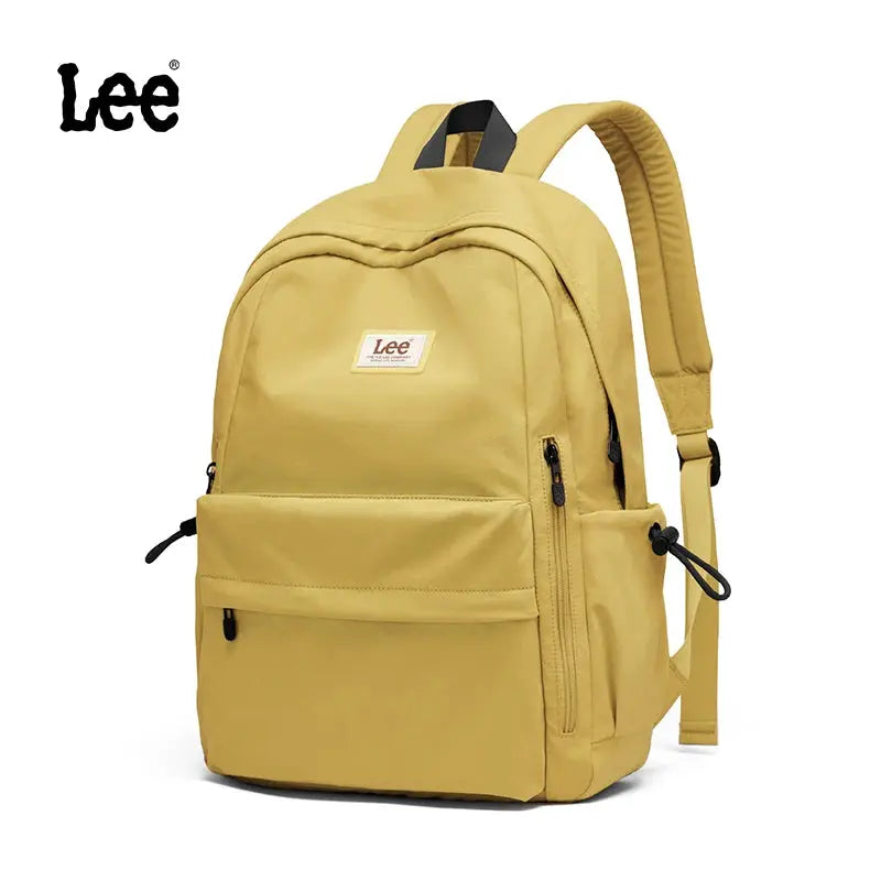 Lee lightweight 16-inch laptop backpack in yellow Oxford fabric with front zipper pocket