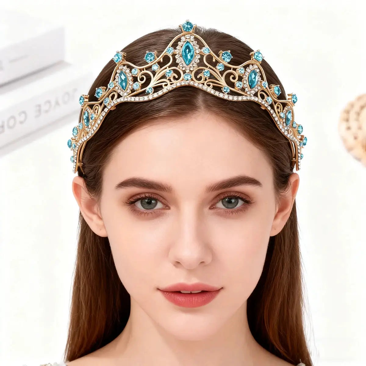 Korean Style Girls Bridal Tiara Hair Accessory for Birthday Wedding and Kids Performance Headpiece
