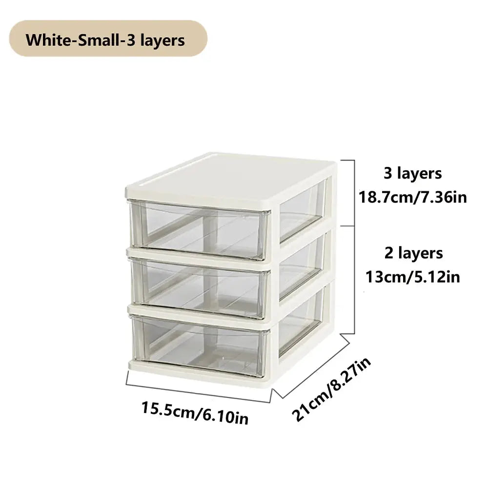 Clear Desktop Storage Box With Drawer Heightened Table Organizer Plastic Office Cabinet For Stationery Cosmetics
