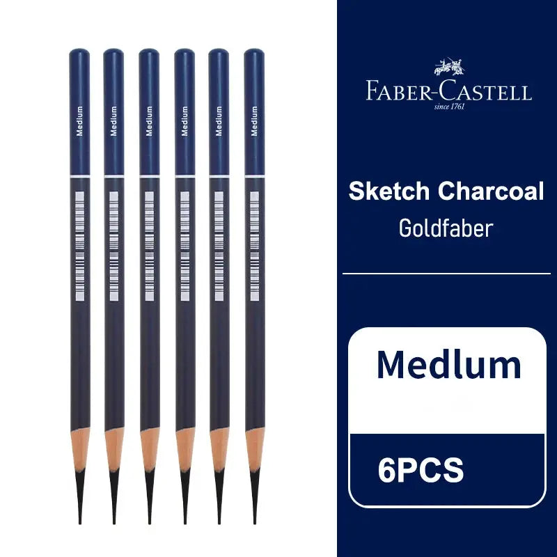 Faber-Castell Goldfaber sketch pencil set, 6 blue-barrel graphite pencils for drawing