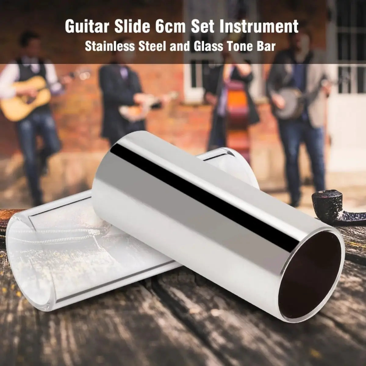 Miwayer 60mm Guitar Slide Bar Stainless Steel Glass Finger Slide Guitar Ukulele Banjo Accessory