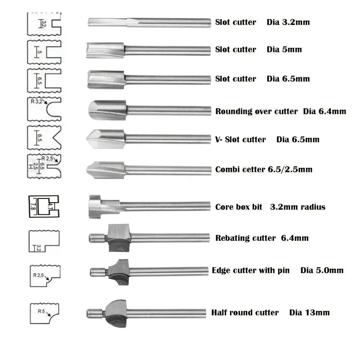HSS Milling Cutter Bits Set With AlTiN Coating For Dremel Rotary Tools Woodworking Carving Engraving