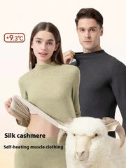 WarmWeave Cashmere Silk Thermal Underwear Set Unisex Padded Thickened Winter Warmth For Autumn And Winter Couples