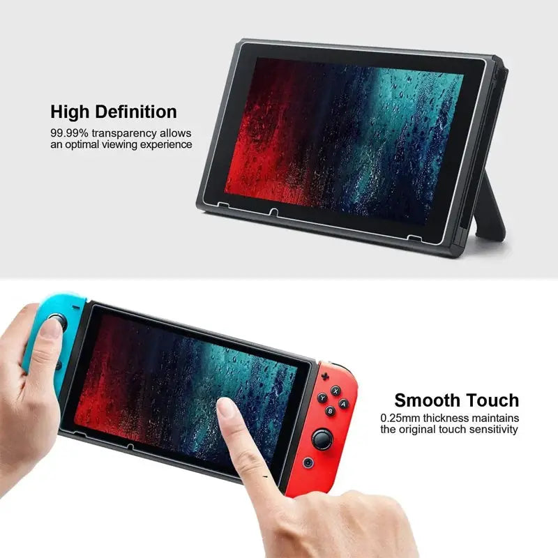 ShieldTech Two Pack Switch Tempered Glass Screen Protectors Ultra Clear 0.3mm For Nintendo Switch OLED Lite NS