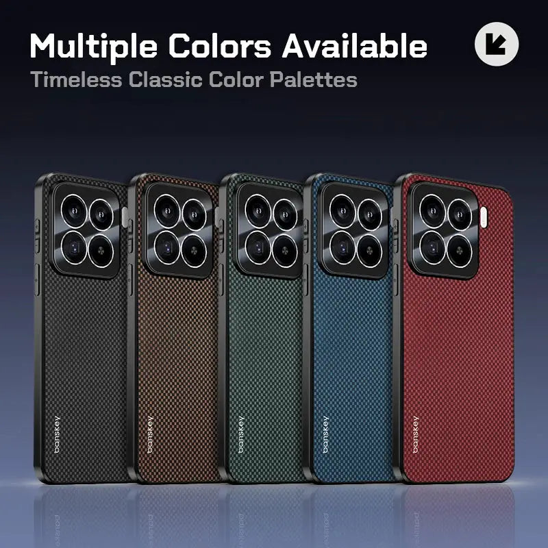 Five carbon fiber kevlar pattern phone cases for Xiaomi Mi 15T/14T Pro/17 Pro/Max/15/14 Pro, shockproof with camera bumper