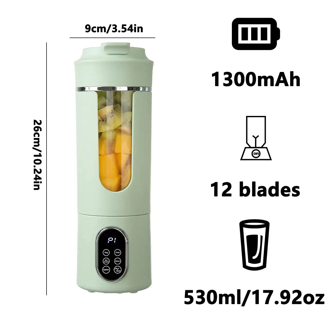 Portable Juicer Wireless USB Charging 12 Blade 4 Gears Ice Crusher