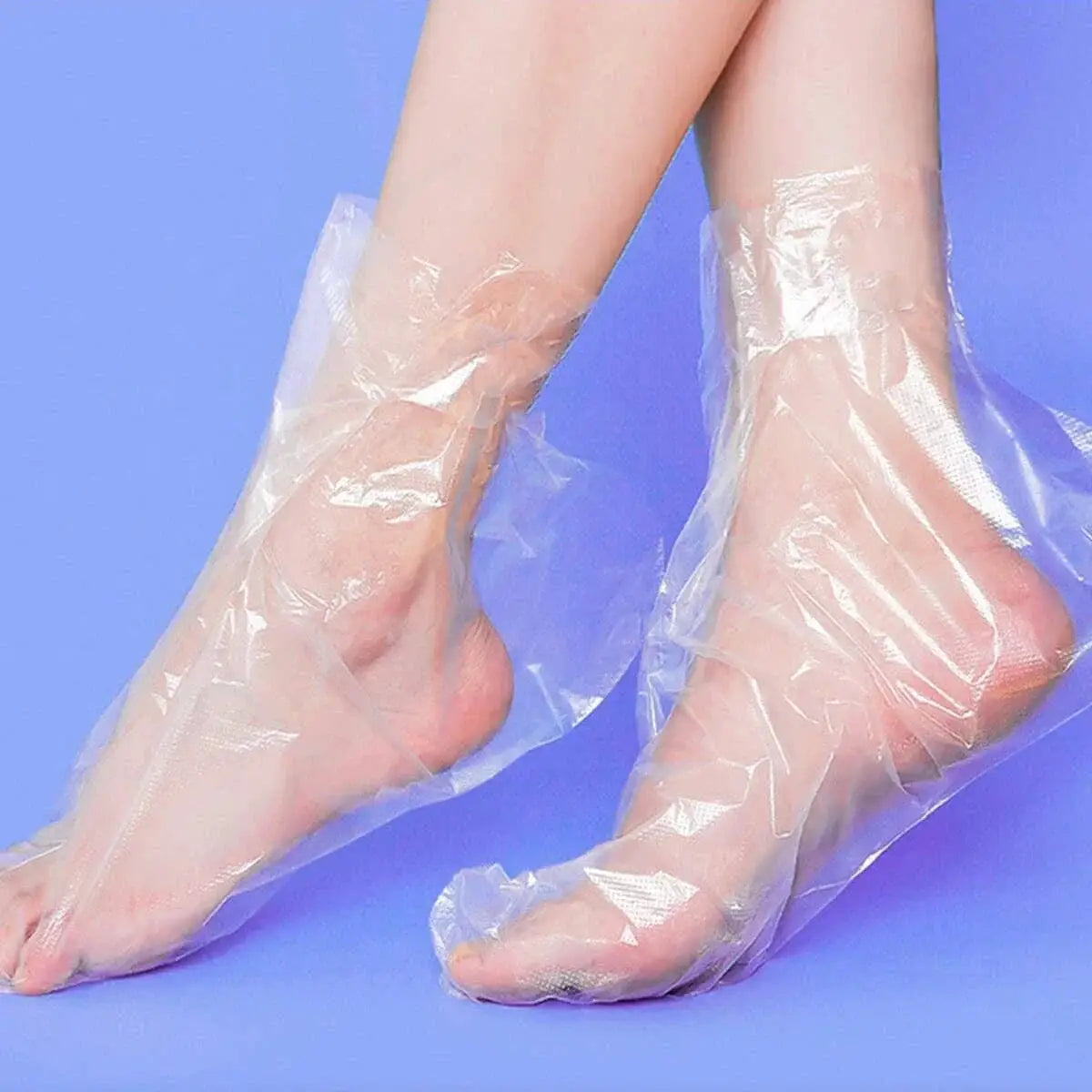 100 Pcs Disposable Foot Mask Covers Transparent Waterproof Plastic for Paraffin Treatments and Foot Care