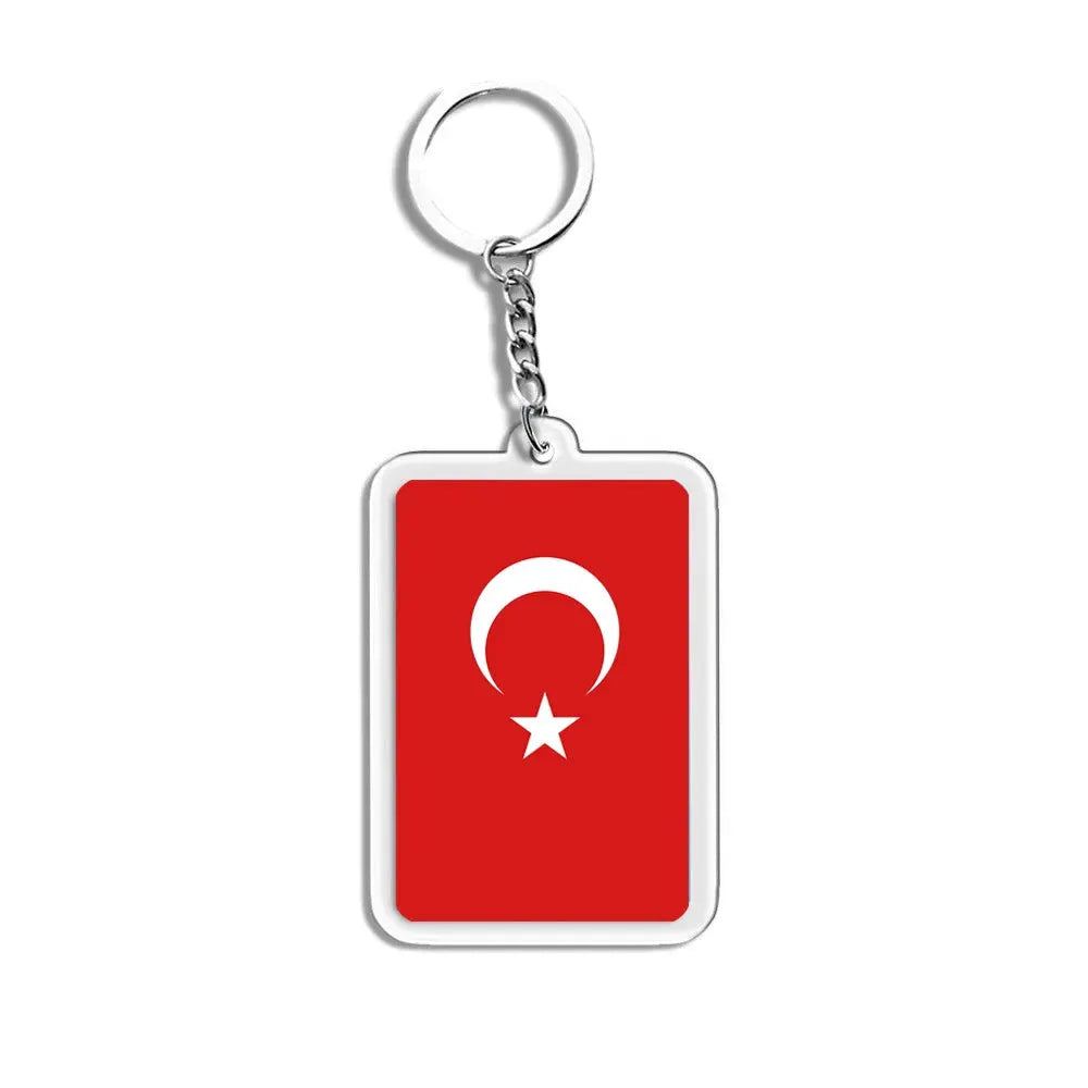 National Flags Keychain Set With Glass Inlay Ten Flags Zinc Alloy
