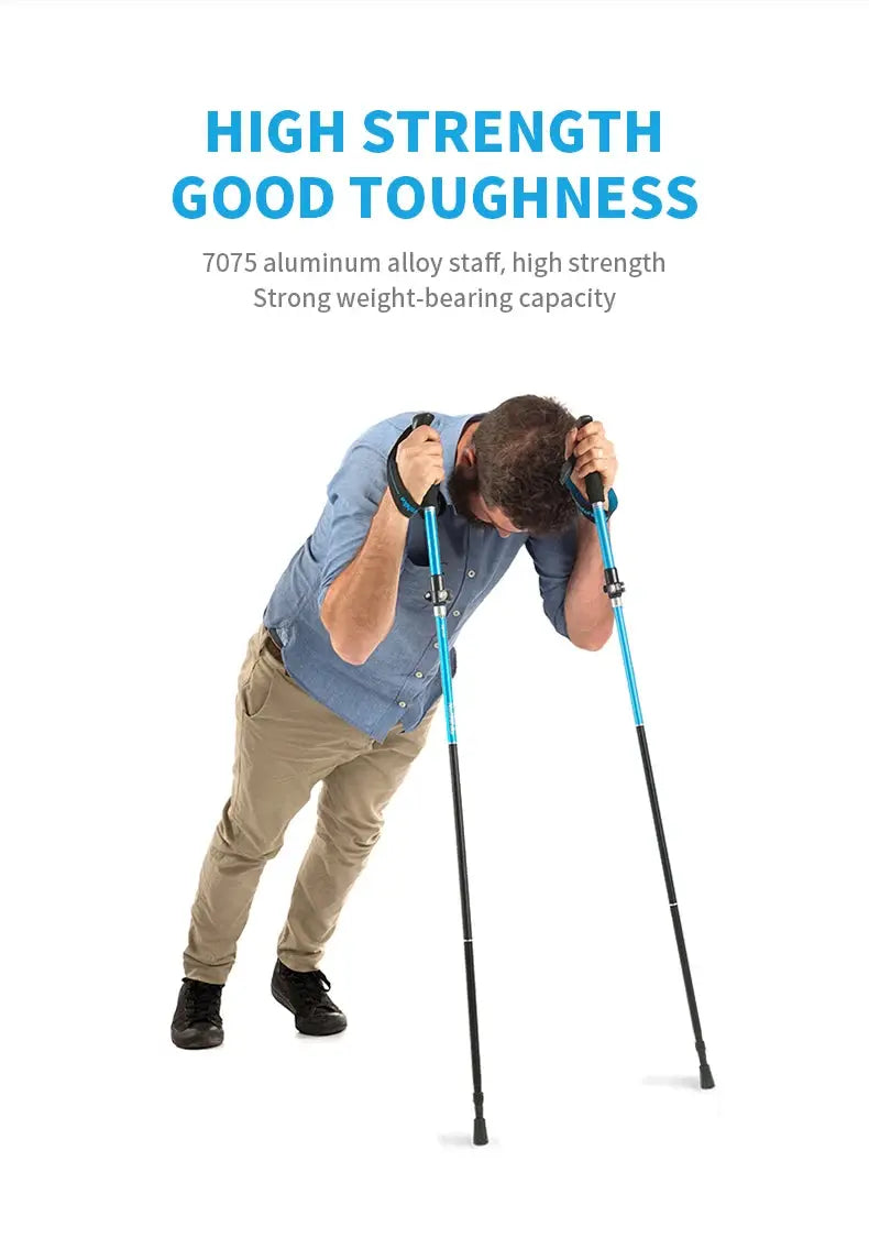 Naturehike trekking poles, blue aluminum ultralight folding telescopic, 2-pole set