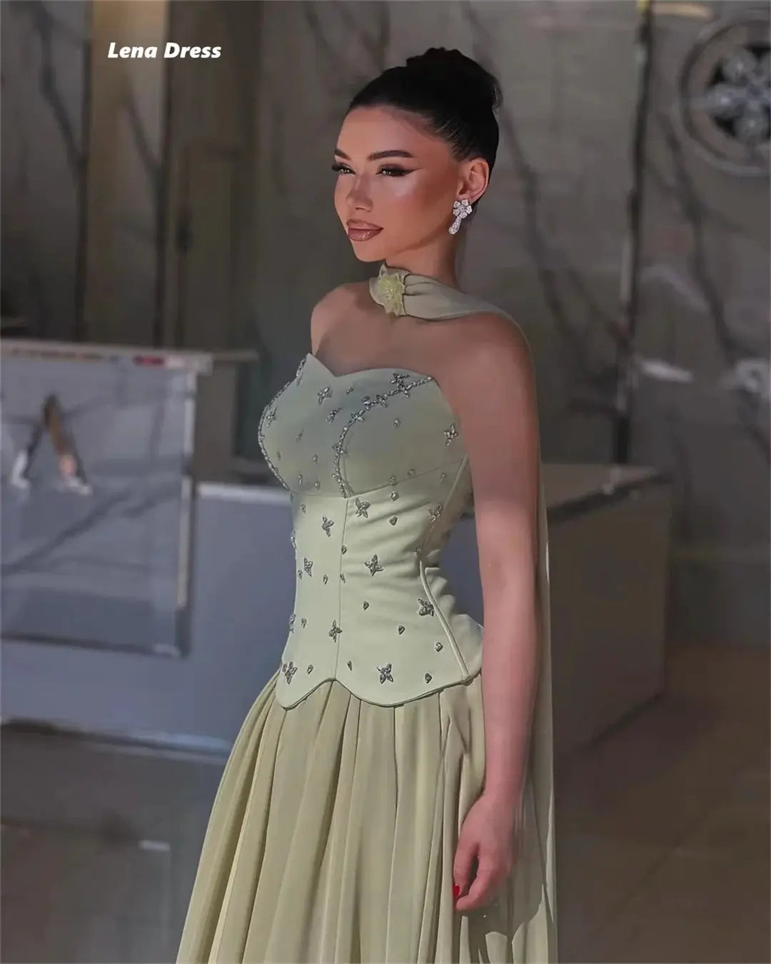 Lena Off Shoulder Prom Dress Satin A Line Ball Gown Custom Made