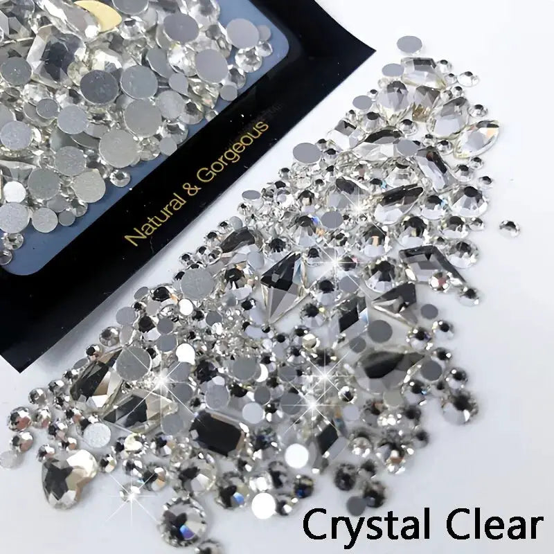 150 Round Flatback Glass Rhinestones and 20 Odd Shaped Beads for Nail Art Jewelry DIY Design