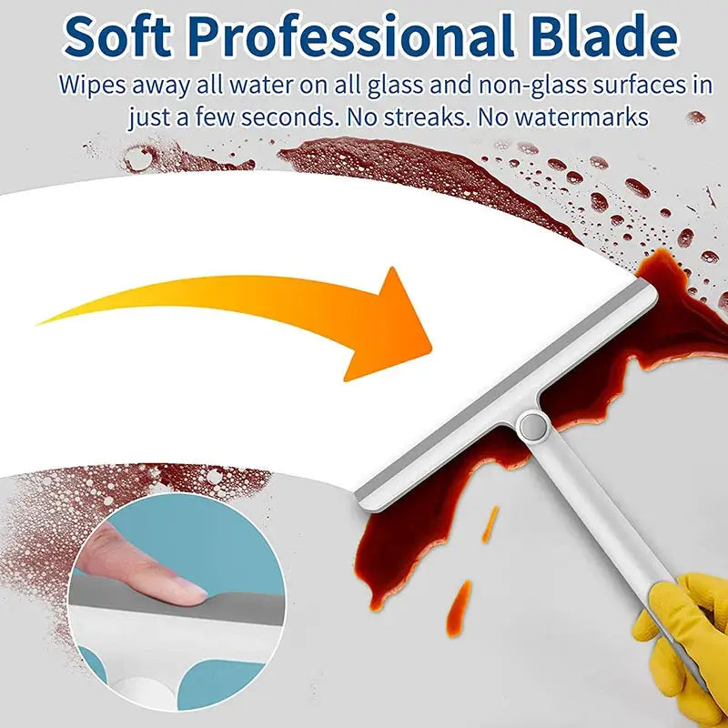 360 degree rotatable shower squeegee with silicone holder by Simples Market for glass and mirrors