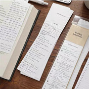 MINKYS bookmark-style memo pads, 24 sheets each, planner and to-do list; three white bookmark pads on a wood desk.