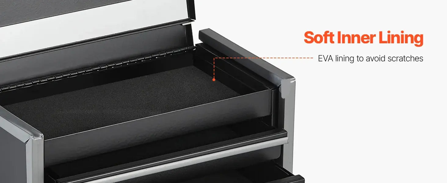 SucceBuy 8.6in 3-drawer metal tool box portable with powder-coated finish and soft inner lining